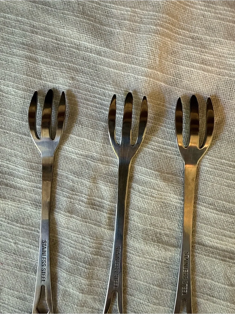 Fleur de Lis Stainless Silver-Tone Cocktail Forks - Set of 3